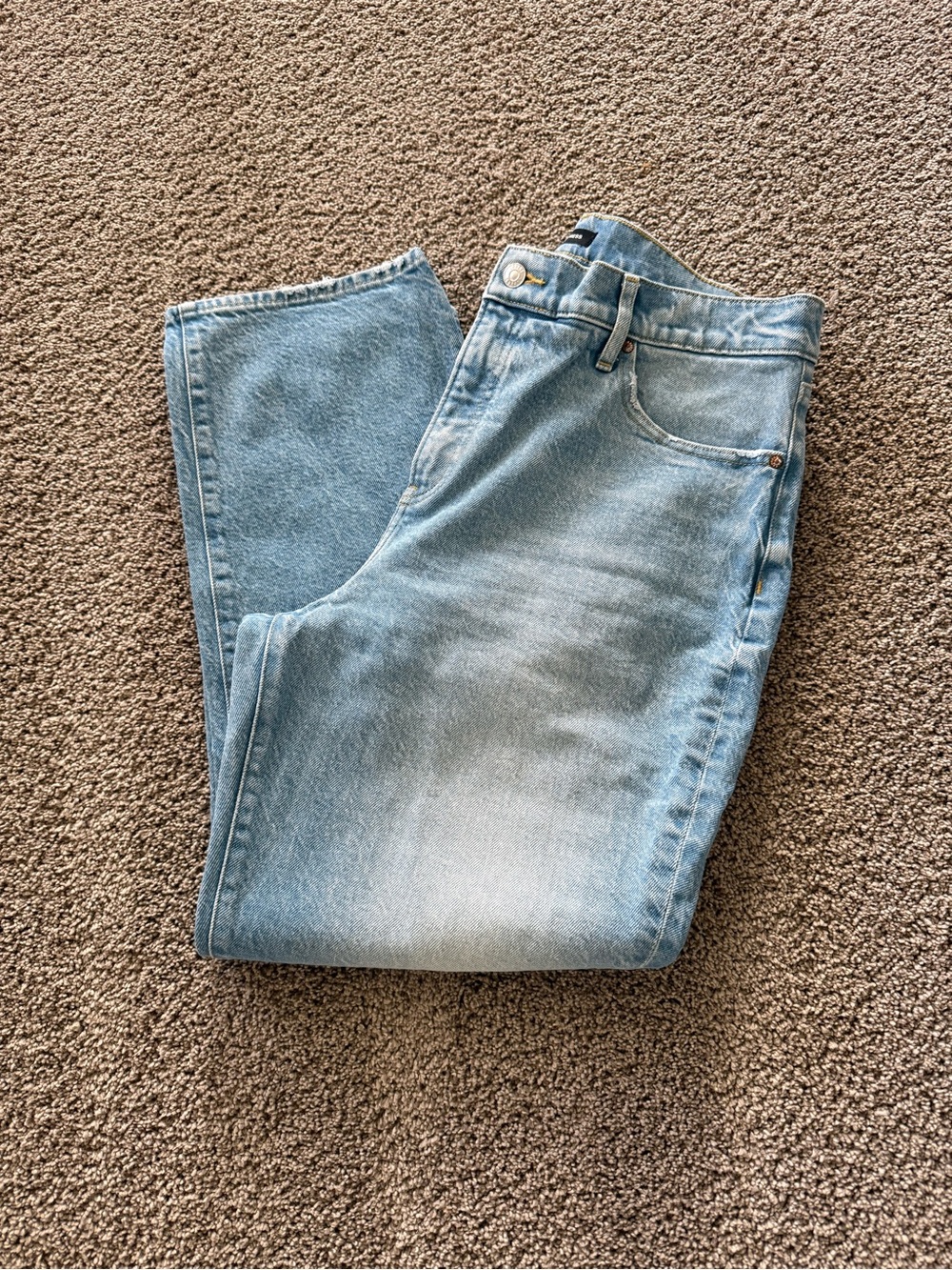 Express Light Blue Ankle length Straight High Rise Jeans